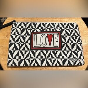 Brighton Jewelry Cosmetic Makeup Bag “ LOVE " VIP Collection Canvas Zip Up 9x6”